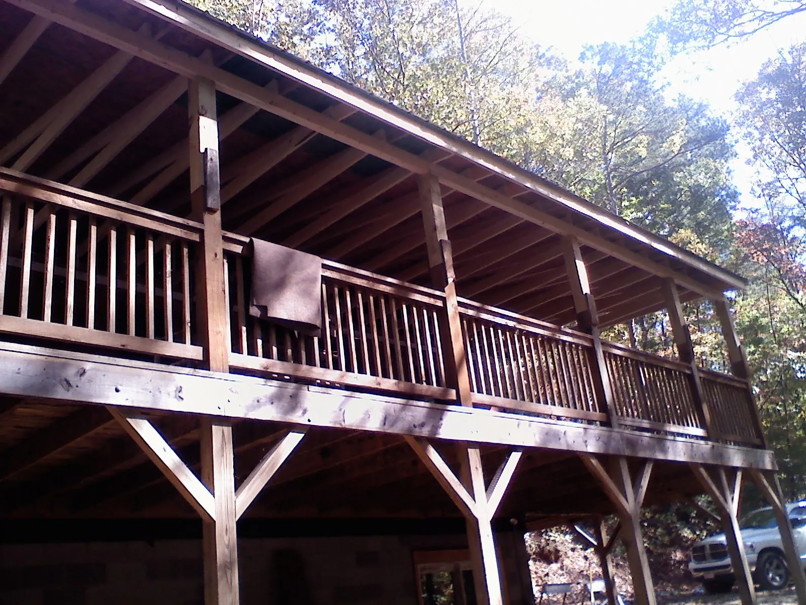 Timber framing under a new elevated porch and deck — Roof Leak Repair in Lynchburg by Roofing Brothers